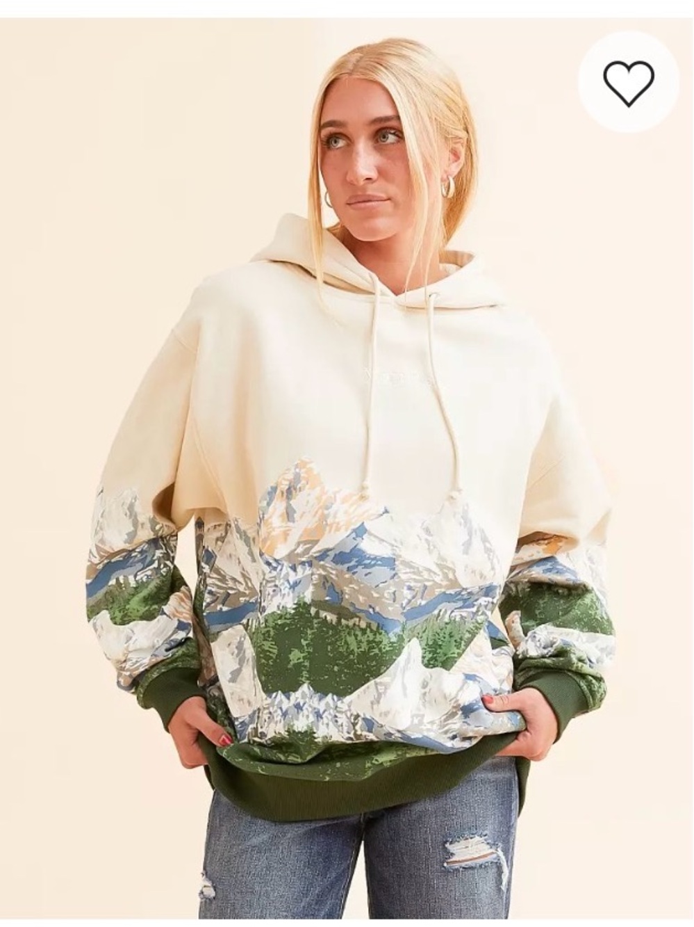 Modish Rebel Mont Blanc Cream Mountain Graphic Hoodie